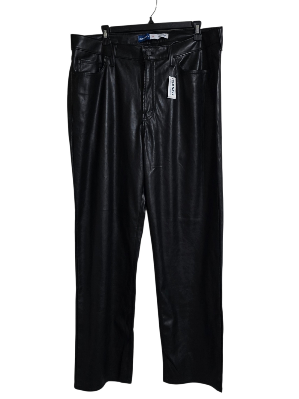 Old Navy Black Faux Leather Straight Jeans NWT